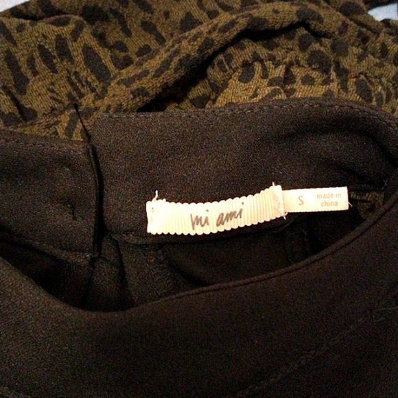 Charlie's Angels Jumpsuit Black Top Leopard Bottoms Sleeveless Wide Sz S Olive - Picture 7 of 10